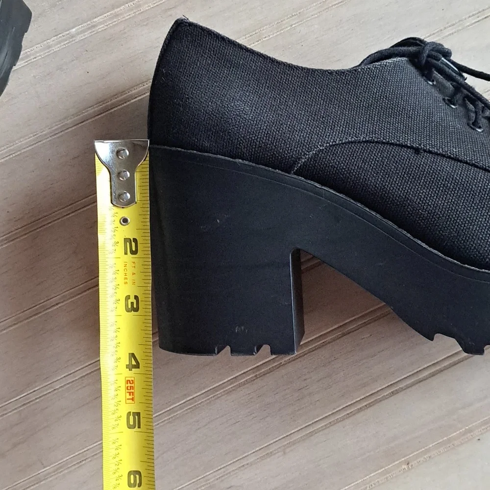 DIVIDED H&M Black Chunky Y2K Platform Lace-Up Edgy Trendy Bold Heel Shoes - Picture 12 of 13